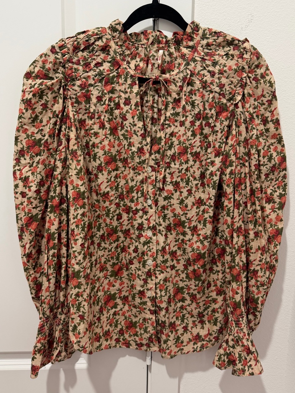 NWOT Free People Meant To Be Floral Cotton Blouse